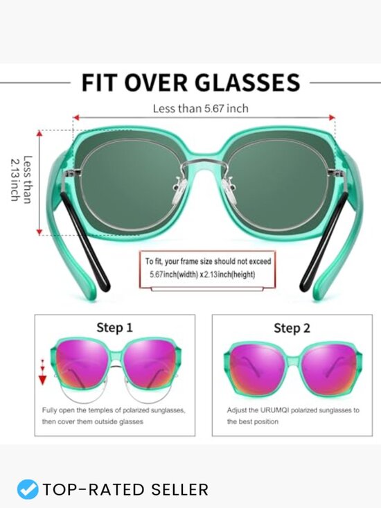 Polarized Fit Over Glasses Sunglasses UV400 Protection Square Oversized